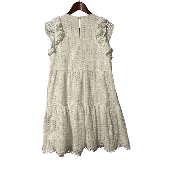 Vince Camuto Feminine White Ruffle Detail Cotton Eyelet Dress Cottage NWT Size 6 - Picture 3 of 12